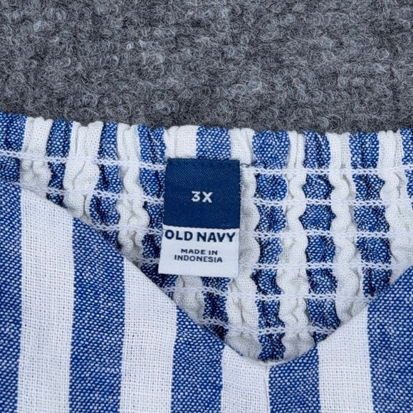 Old Navy Womens 3X Blue White Striped Linen Blend Dress Costal - Picture 3 of 8